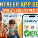 Parentaler app review featuring a woman holding a phone next to a child.