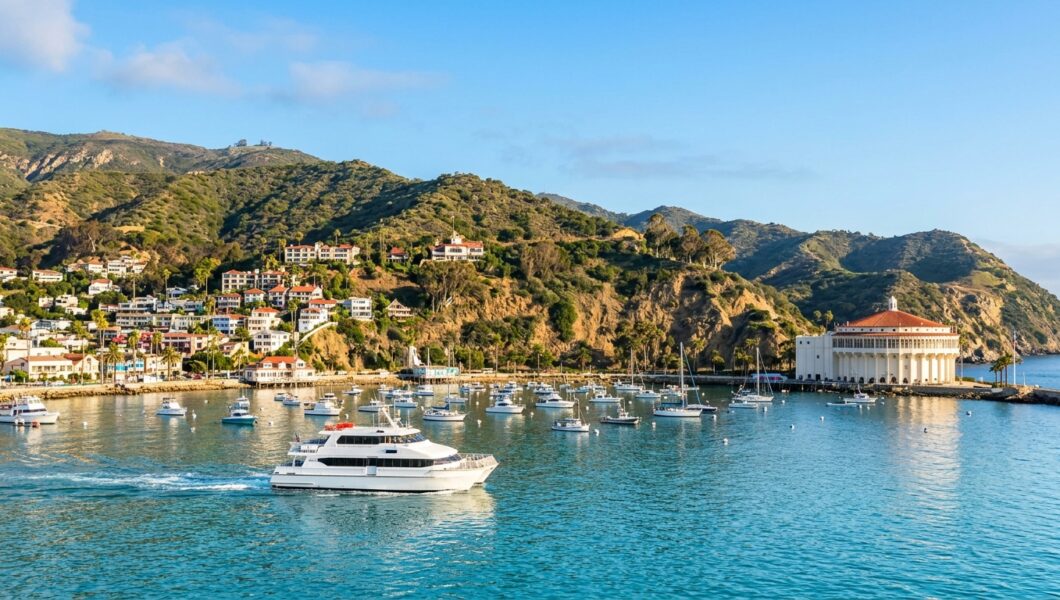Catalina Express ferry approaching the harbor of Avalon on Santa Catalina Island