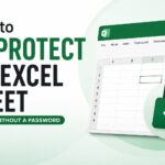 An infographic thumbnail titled "How to Unprotect an Excel Sheet" with a password subtitle. It shows an Excel grid beside a green open padlock icon.